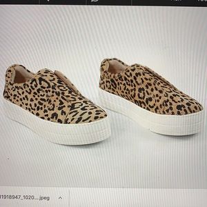 J/Slides Heidi Leopard Slip On Leather Sneaker 6.5